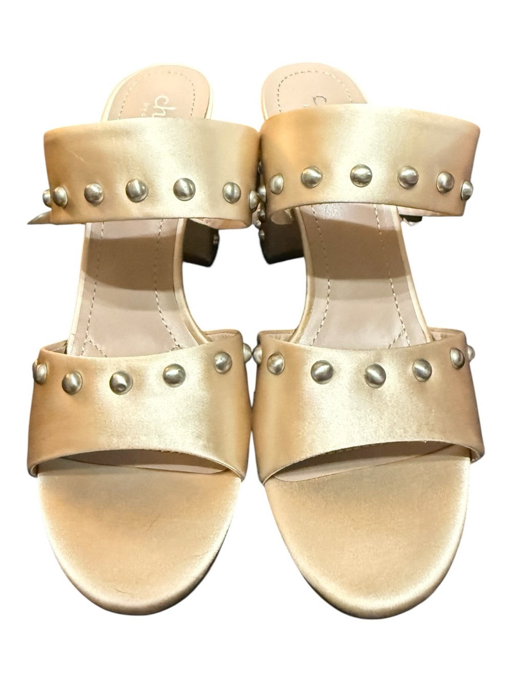 Charles by Charles David Roaring Nude Studded Block Heel Sandals 8.5 NIB